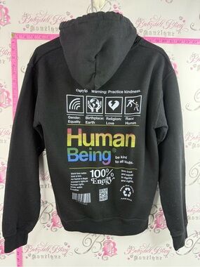 Gildan Black Hoodie with White "Be Kind To All Kinds" Text human rainbow